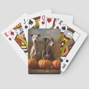 Windhund-Welpe Herbstfreude Kürbis Spielkarten
