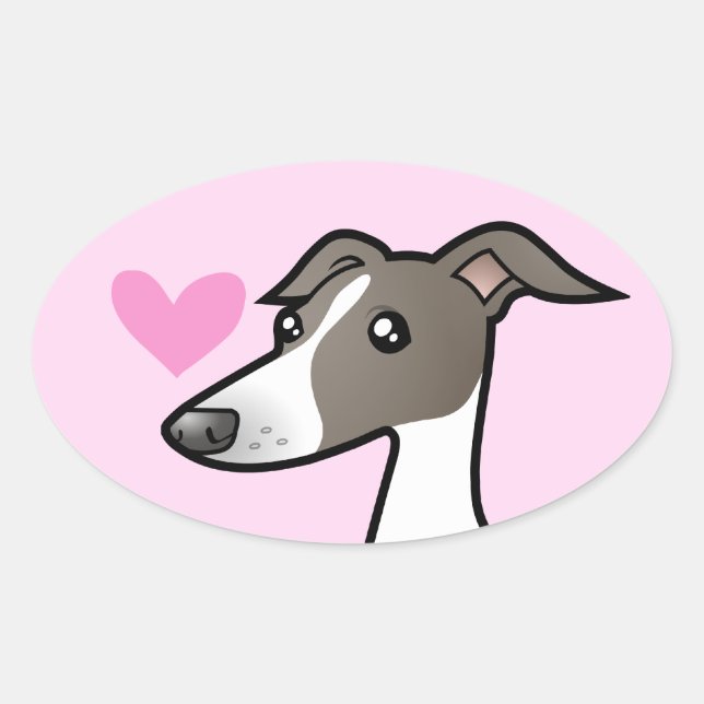 Windhund/Whippet/Italienische Windhund-Liebe Ovaler Aufkleber (Vorderseite)