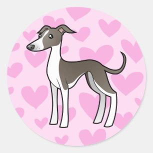 Windhund/Whippet/Italienische Windhund-Liebe Runder Aufkleber