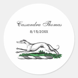 Windhund Whippet Laufend Heraldik-Wappen-Emblem Runder Aufkleber