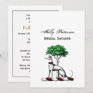 Windhund Whippet mit Baum Heraldische Wappen Emble Einladung