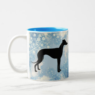 Windhund Winter  Zweifarbige Tasse