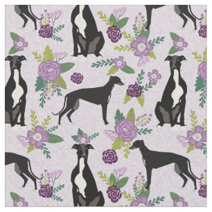 Windhunde Blüten Schwarz-Weiß-Hund lila Stoff
