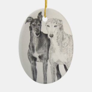 Windhunde Keramik Ornament