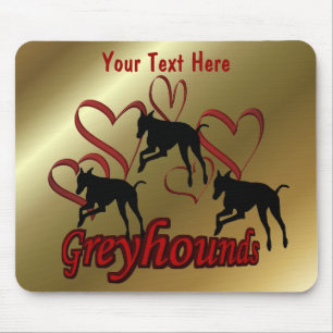 Windhunde und roter Herz-Hund Mousepad