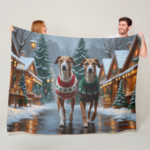 Windhunde Weihnachten Schnee Urlaub Fleecedecke