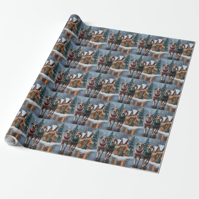 Windhunde Weihnachten Schnee Urlaub Geschenkpapier (Ungerollt)