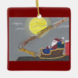 Windhunde ziehen Santas Schlitten Keramikornament