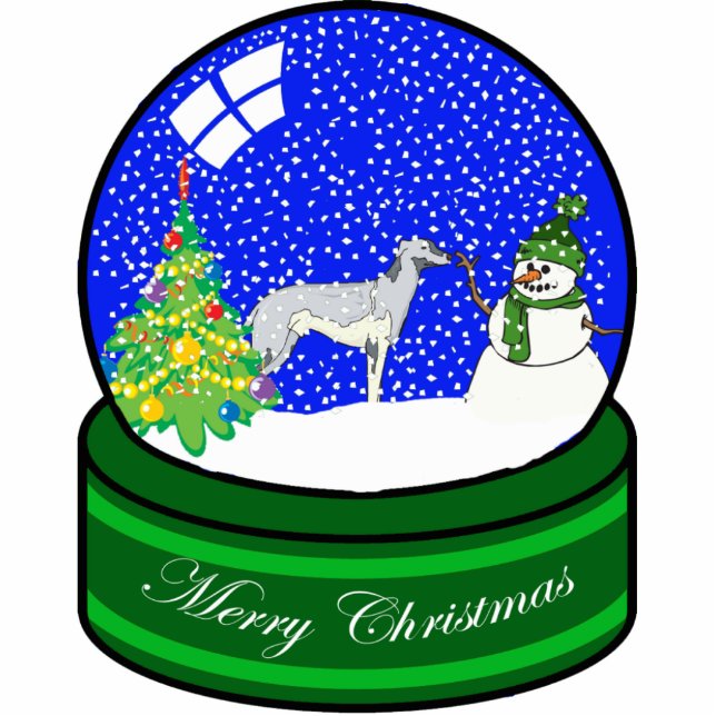 Windhundschnekugel Fotoskulptur Ornament (Vorne)