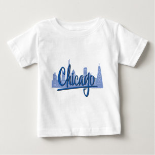 Windige Stadt-Skyline Chicagos Baby T-shirt
