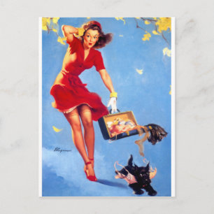 Windiger Tag Pin Up Postkarte