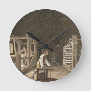 Winding, Warping with a New Improved Warping Mill Runde Wanduhr