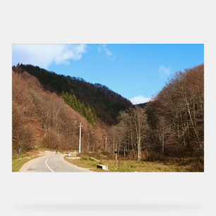 Windinge Straße durch den Wald – Wilde Natur Rumän Acrylschild