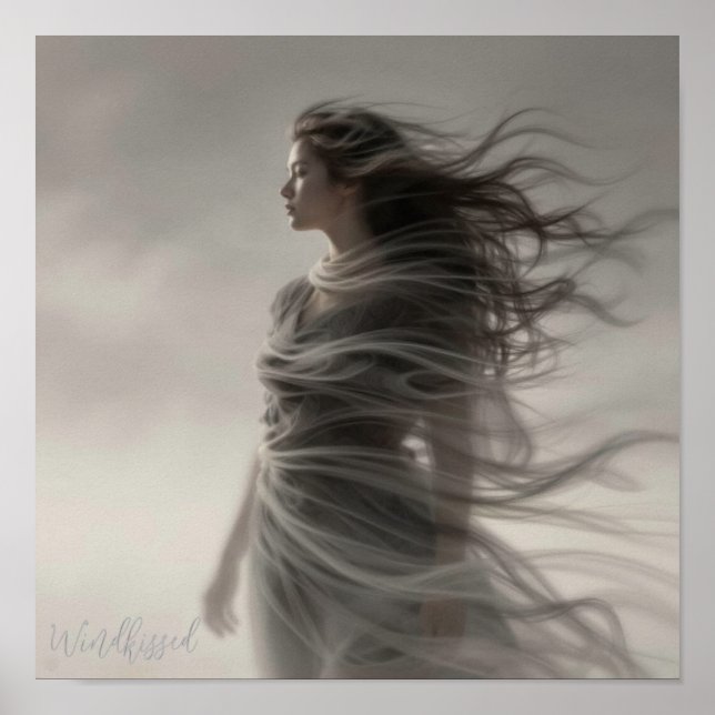Windkissed - AI Fantasy Digitalkunst-Druck Poster (Vorne)