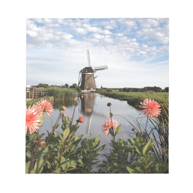 Windmill and flowers in Holland memo notepad Notizblock (Vorderseite)