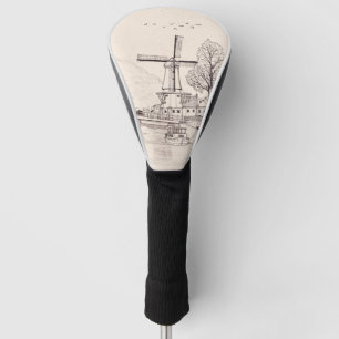 Windmill De Adriaan Haarlem Niederlande Pen & Ink Golf Headcover