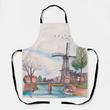Windmill De Adriaan Haarlem Niederlande Watercolor