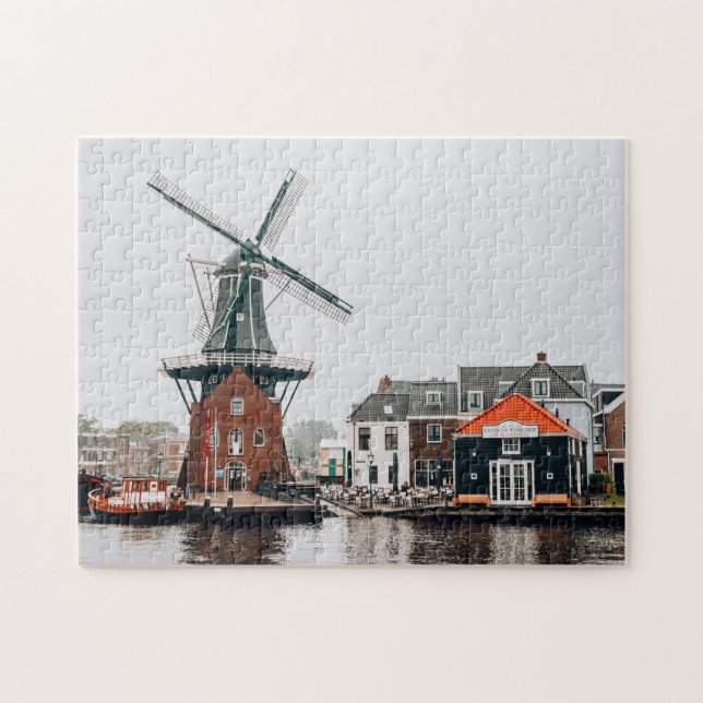 Windmill Fluss Wind Holland Niederlande Jigsa Puzzle (Horizontal)