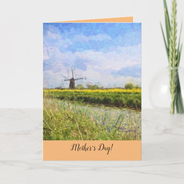 Windmill in Holland Art Impasto Karte (Vorderseite)