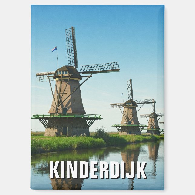 Windmill in Kinderdijk Niederlande Magnet (Vorderseite)