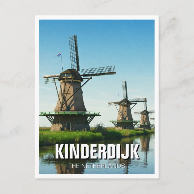 Windmill in Kinderdijk Niederlande Postkarte (Vorderseite)
