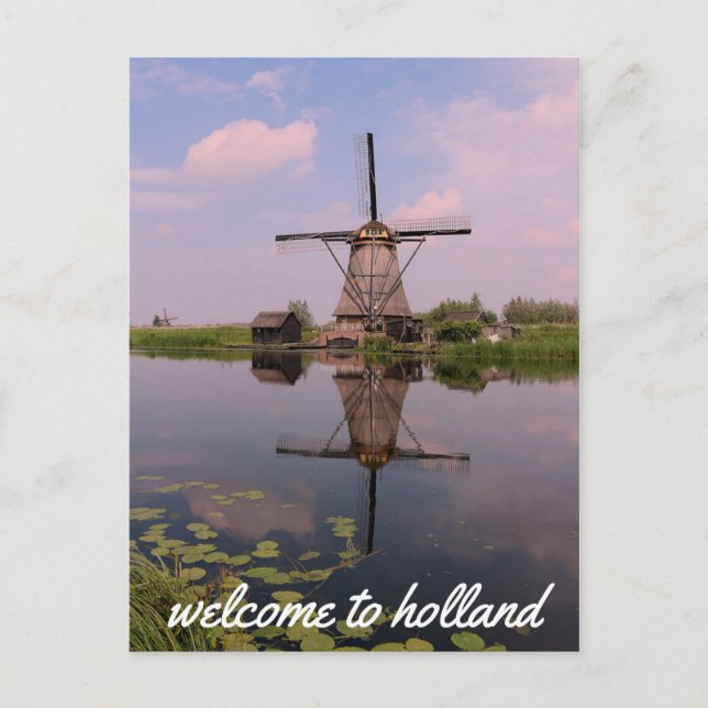 Windmill Kinderdijk Molen Hollen Niederlande Postkarte (Vorderseite)