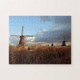 Windmill Kinderdijk Niederlande Holland Landschaft Puzzle