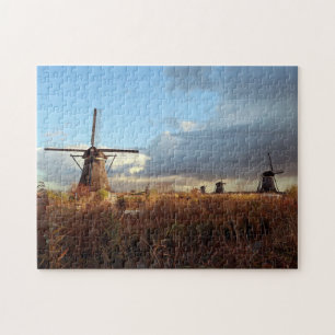 Windmill Kinderdijk Niederlande Holland Landschaft Puzzle