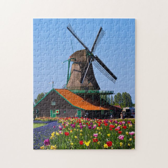 Windmill Netherlands Tulip Garden Europe Jigsaw Pu Puzzle (Vertikal)
