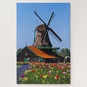 Windmill Netherlands Tulip Garden Europe Puzzle