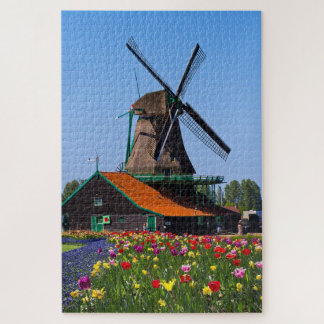 Windmill Netherlands Tulip Garden Europe Puzzle
