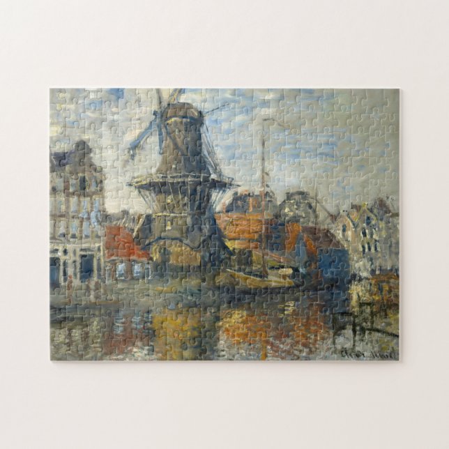 Windmill, Onbekende Gracht Amsterdam Monet Fine Puzzle (Horizontal)