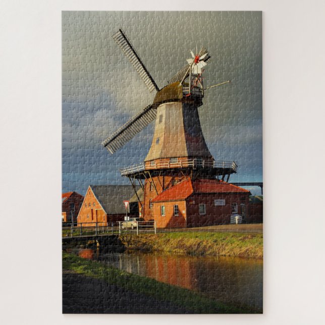 Windmill Ostfriesland Dutch Grind Grain Jigsaw Puz Puzzle (Vertikal)