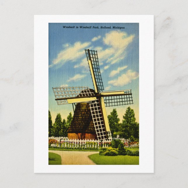 Windmill Park Holland, Michigan Vintag Postkarte (Vorderseite)
