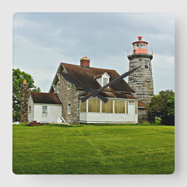 Windmill Point Lighthouse, Vermont Wall Clock Quadratische Wanduhr (Vorderseite)