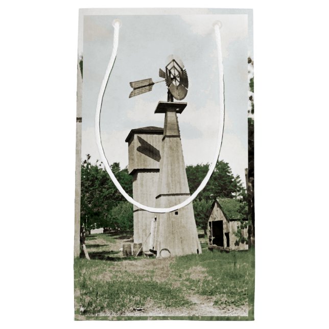 Windmill Rural Farm 1890er Jahre Colorsplash Wasse Kleine Geschenktüte (Vorderseite)