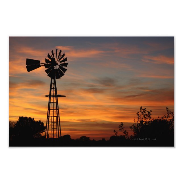 Windmill Silhouette Sunset Foto (Vorne)
