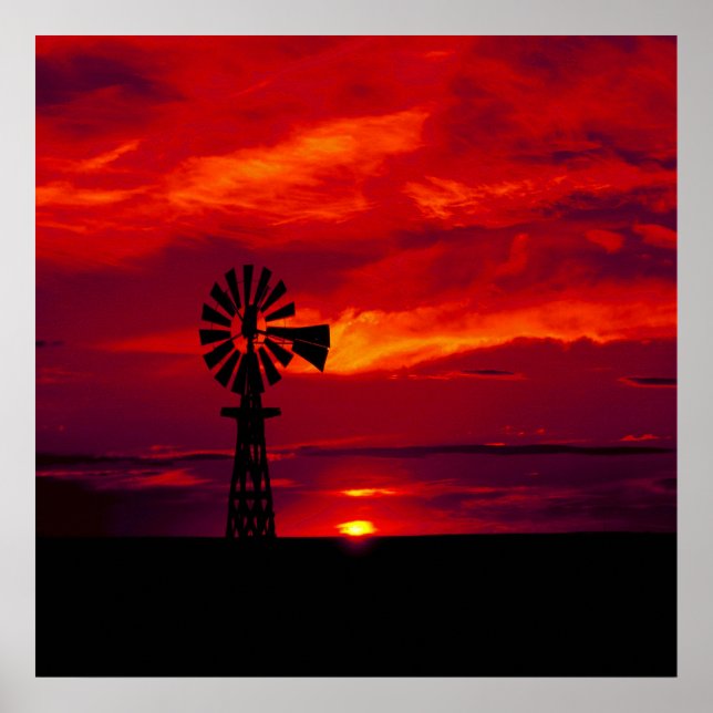 Windmill Sunset Poster (Vorne)