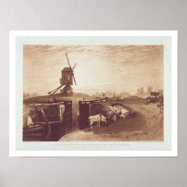 Windmill und Lock, graviert von William Say (1768- Poster (Vorne)