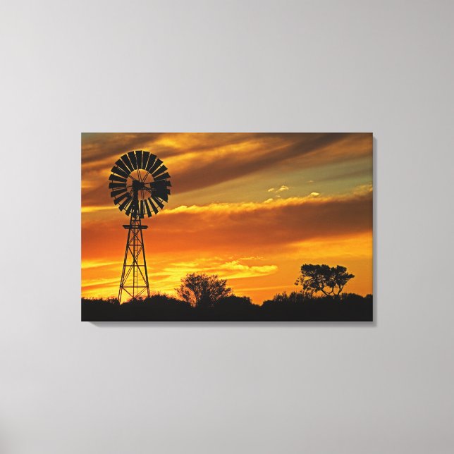 Windmill und Sunset, William Creek, Oodnadatta Leinwanddruck (Vorderseite)