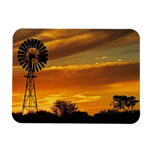 Windmill und Sunset, William Creek, Oodnadatta Magnet (Horizontal)