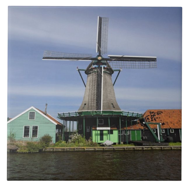 Windmill, Zaanse Schans, Holland, Niederlande 3 Fliese (Vorderseite)