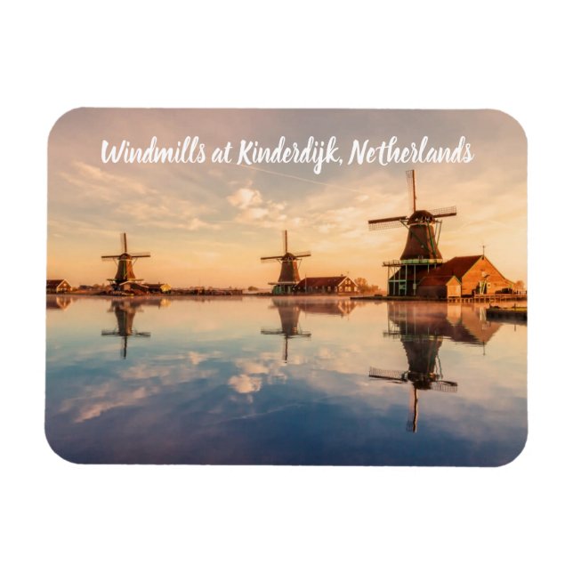 Windmills Kinderdijk Niederlande stilisiert Magnet (Horizontal)