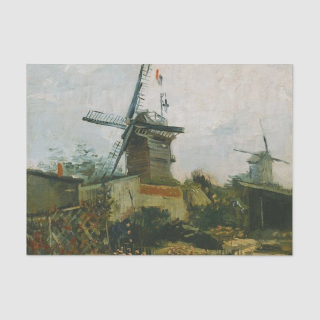 Windmills on Montmartre von Vincent Van Gogh Seidenpapier (Vorderseite)