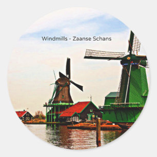 Windmills-Zaanse Schans Runder Aufkleber