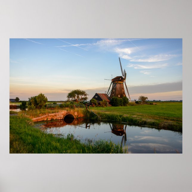 Windmühle auf dem Land in Holland großes Poster (Vorne)