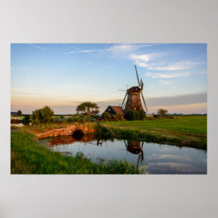 Windmühle auf dem Land in Holland großes Poster