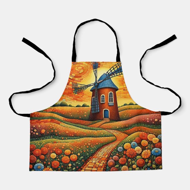 Windmühle bei Sonnenuntergang 1 Schürze (Vorderseite)