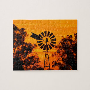 Windmühle bei Sonnenuntergang, Australien Puzzle
