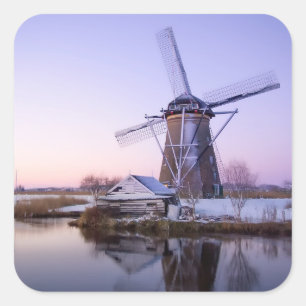 Windmühle beim Sonnenaufgang in Holland, Aufkleber
